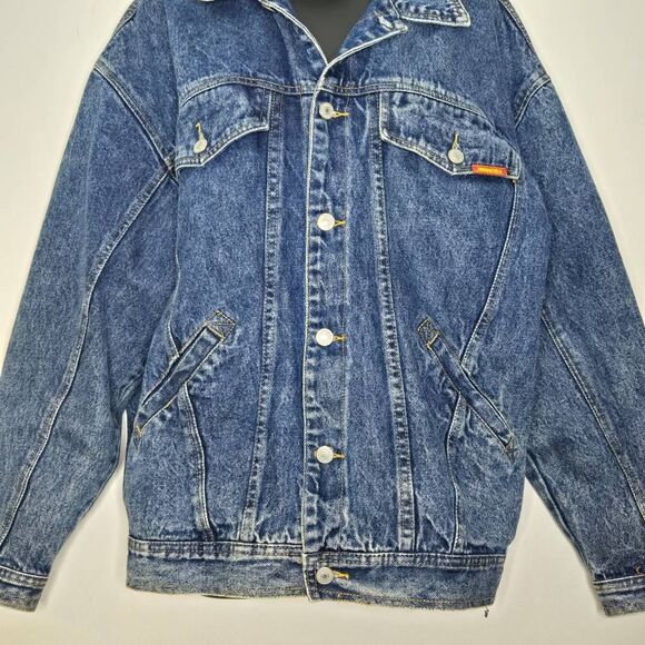 Vintage 80s Jordache Size Medium Classic Denim Jean Jacket Trucker Blue Retro - Picture 3 of 7